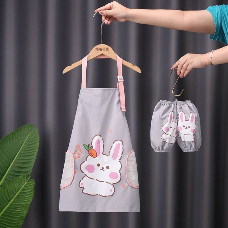 新疆包邮儿童防水围裙画室画画罩衣男女孩吃饭绘画反穿衣幼儿园印