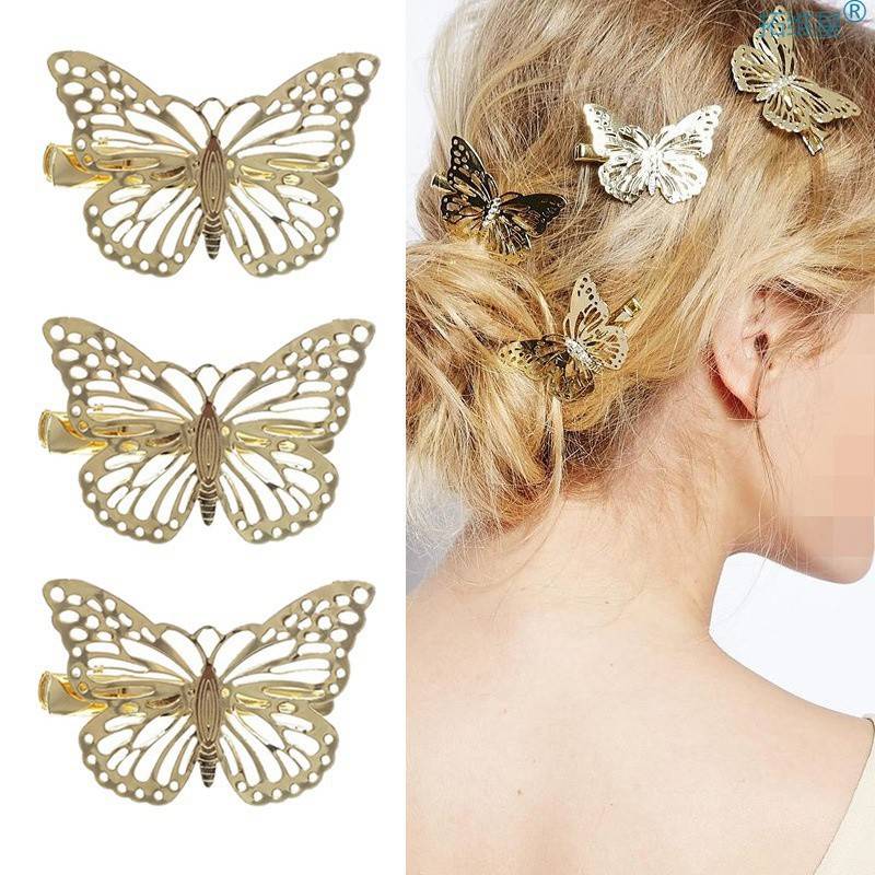 5PCS Vintage Hollow Butterfly Hair Clips Metal Hairpins