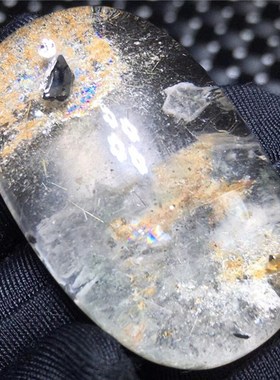 八面体 黄色矿石 多原素水晶矿物共生吊坠牌子 异象 收藏款