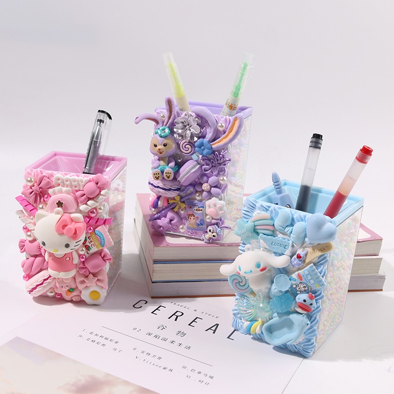 笔筒奶油胶diy材料包手工制作卡通笔筒学生桌面创意女ins可爱摆件