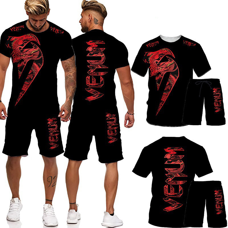 3D Mens Training Wear Suit Printing T-Shirt Daily Casual We
