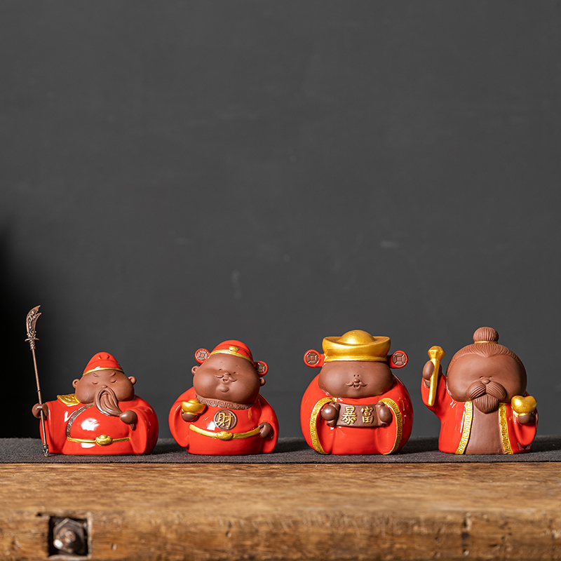 精品紫砂天师钟馗人物摆件创意客厅茶室茶桌茶宠摆件关羽饰工艺品