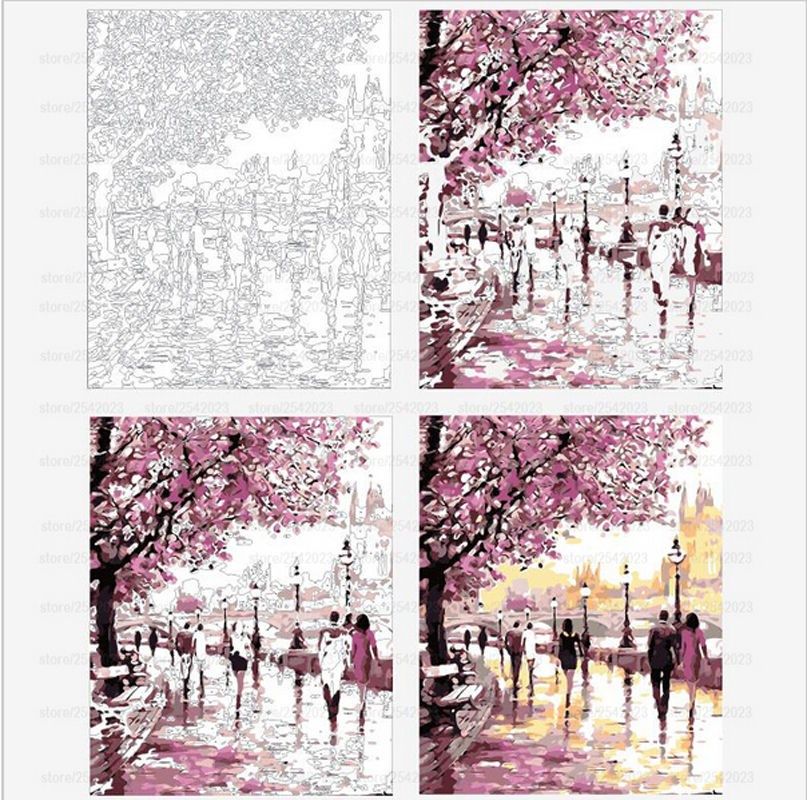 New DIY Digital Oil Painting Kit Paint by Numbers on Canvas