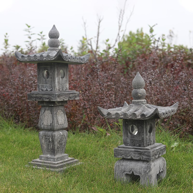 太阳能石灯宫灯青石仿古石灯笼庭院园林造景石头灯日式户外石灯