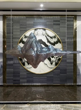 酒店大厅中式铁艺镂空艺术雕塑假山售楼处会所抽象落地摆件装饰