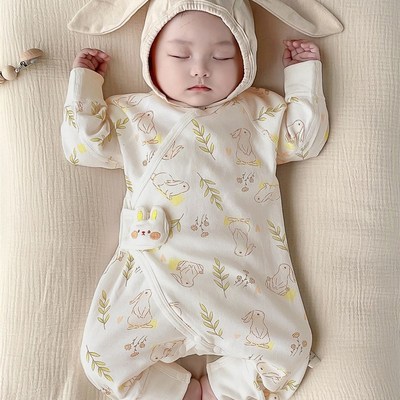 初秋季59码0一6月秋天婴儿衣服长袖包屁衣春秋冬款打底婴孩连身衣