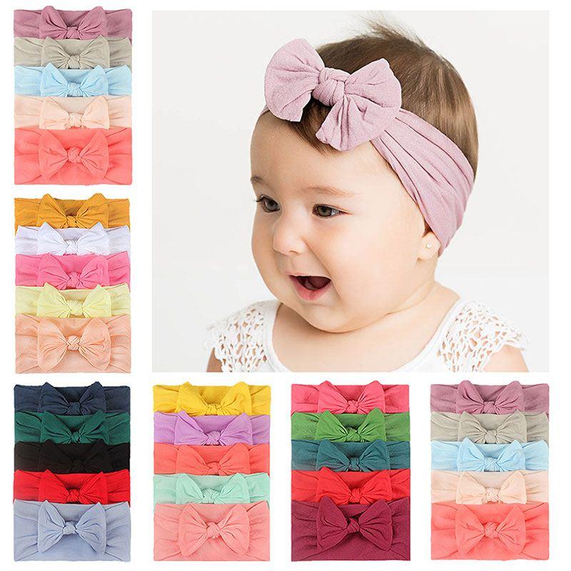 5 Pcs/Set Baby Girl Headband Bows Elastic Headbands Hair Ban