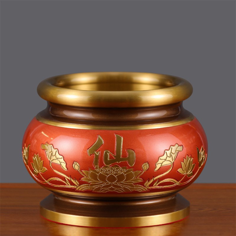 黄铜烧香的香炉上香家用室内供奉观音财神佛具用品大全供奉供具