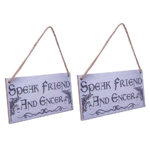 2X Speak Friend And Enter Wooden Hanging Man Cave Gift