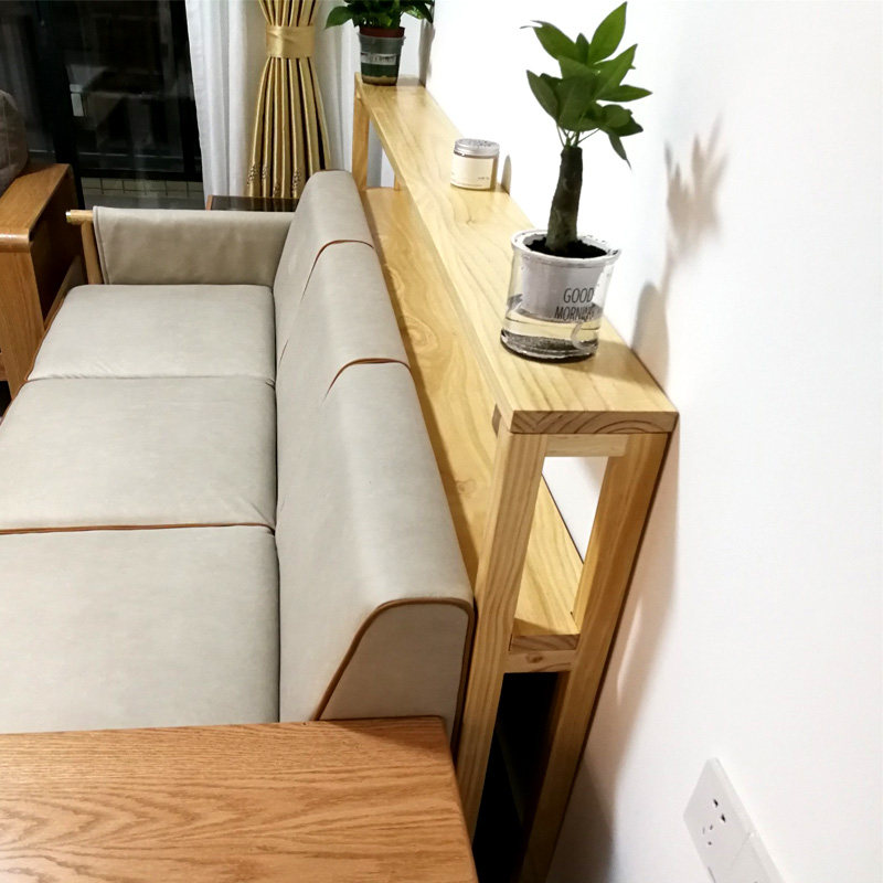 实木沙发背后置物架床头床尾收纳架靠墙窄缝长条桌双层靠墙落地柜