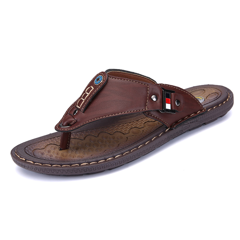 High Quality Mens Casual Shoes Slip On Leather Men Flipflop