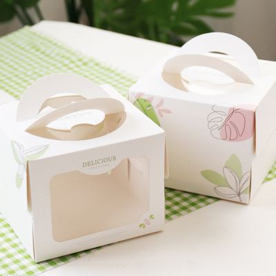 新品小清新4寸5寸蛋糕盒小西点加高生日蛋糕包装盒子四寸迷你手提