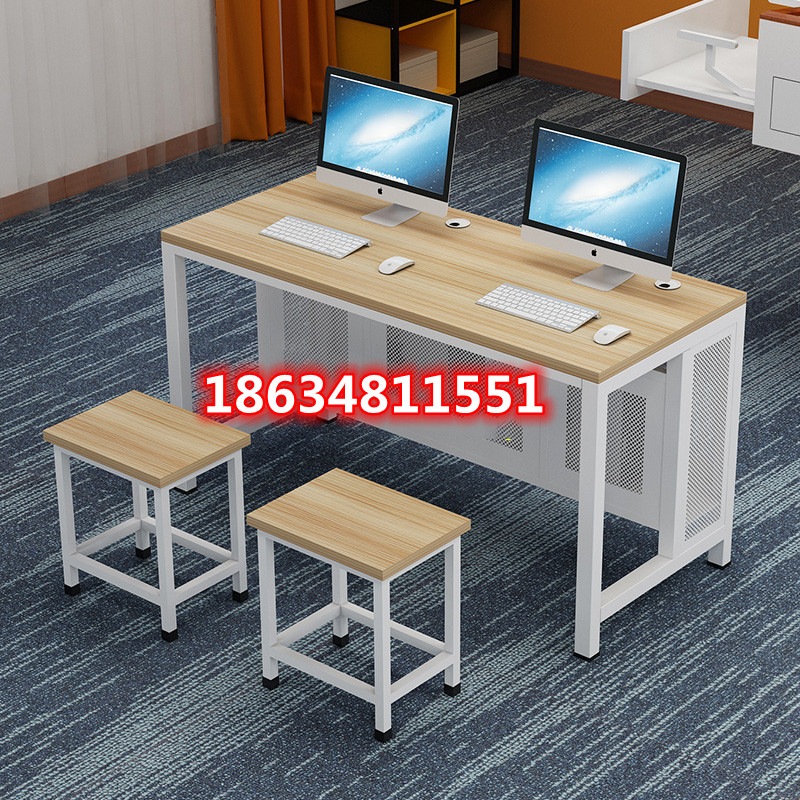 双人电脑桌椅办公台式桌凳子学校机房微机室电脑桌培训室班学生用