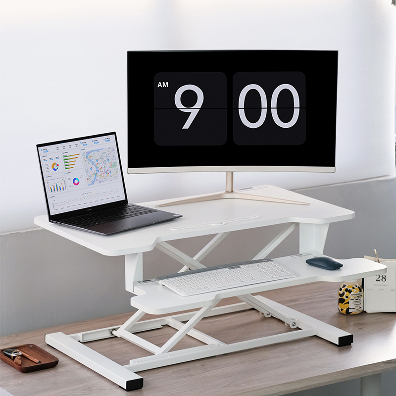 双层加宽站立式升降台办公桌可折叠笔记本电脑升降移动支架工作台