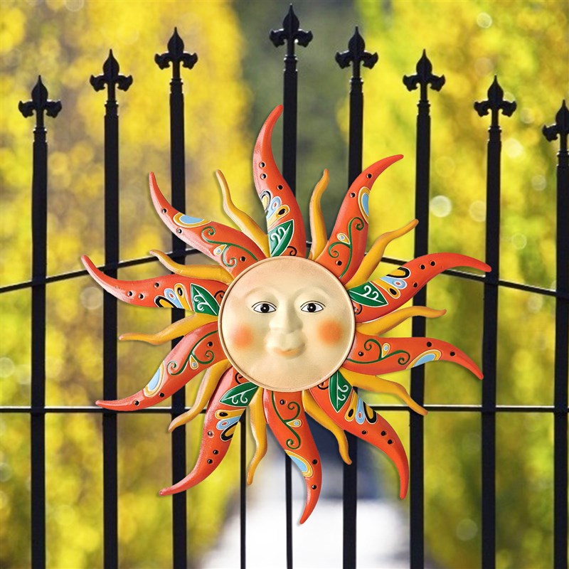 3D Unique Sun Wall Art Decoration Metal Wrought Paint