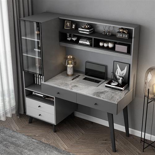 弥科优简约伸缩实木书桌书架组合家用书房电脑桌带抽写字台办公书