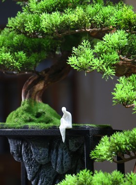 新中式创意迎客松摆件客厅玄关家居饰品酒店办公室禅意枯山水景观