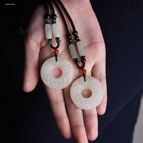 仿和田玉平安扣项链女平安锁福牌吊坠母亲节生日礼物送妈妈婆婆