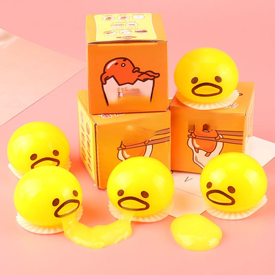 2 Pcs Squishy Puking Egg Yolk Stress Ball with Yellow Goop