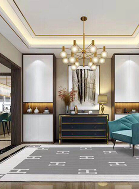 美式轻奢橙色地毯客厅卧室门垫入户玄关衣帽间茶几毯阳台定制