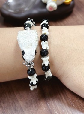 饰品真蛇骨手錬带蛇头手串多圈礼物纯手工文玩佛珠盘玩手錬真骨