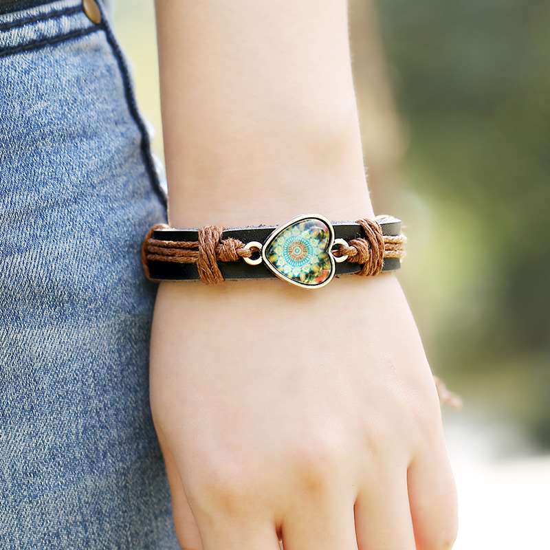 新品Punk Jewelry New Time Gem Brlet Jewelry Woven Leather Br