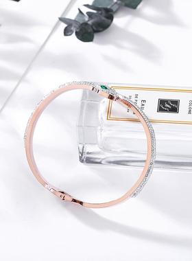 手镯女手环蛇形钛钢开口新款玫瑰金时尚不掉色个性饰品灵蛇18k钻