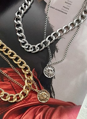 SNG New Fashion Vintage Multi-layer Coin Chain Choker Neckla