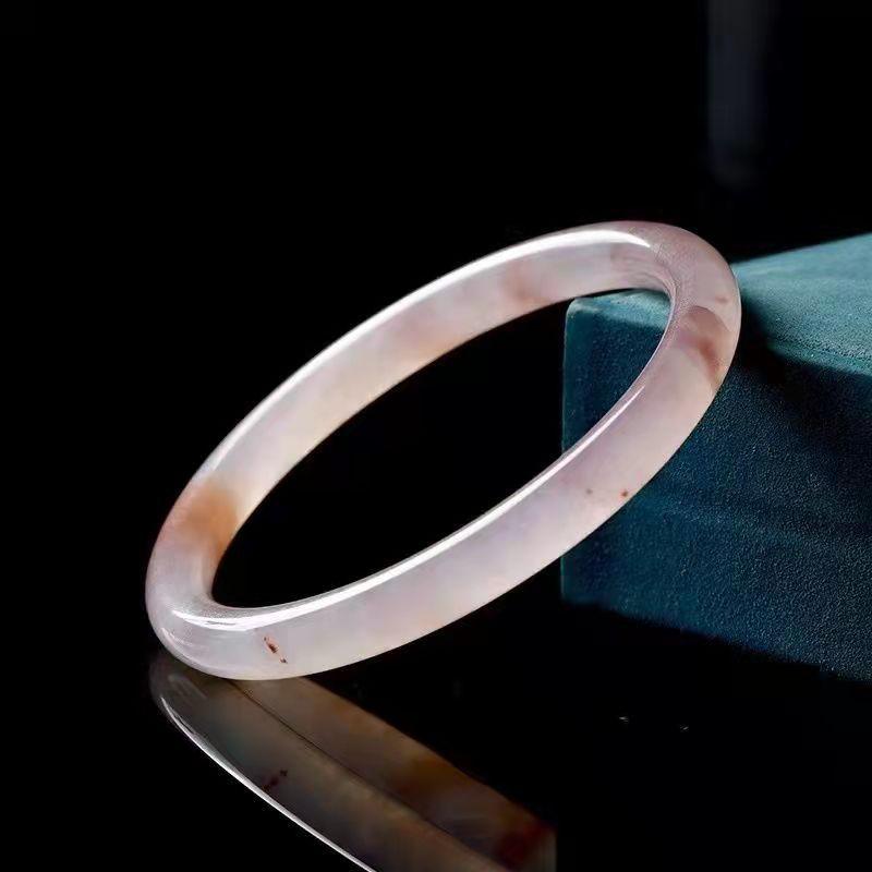 手镯玉条细叮当金丝紫罗兰天然镯子新疆冰种圆玉镯飘花真色和田镯