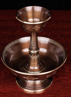 印度紫铜八吉祥护发杯供酒杯纯铜供杯密宗用具供佛修禅小号摆件