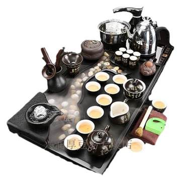 新品乌石茶盘茶具套装家用流水套装现代简约陶瓷紫砂雾化小茶台整