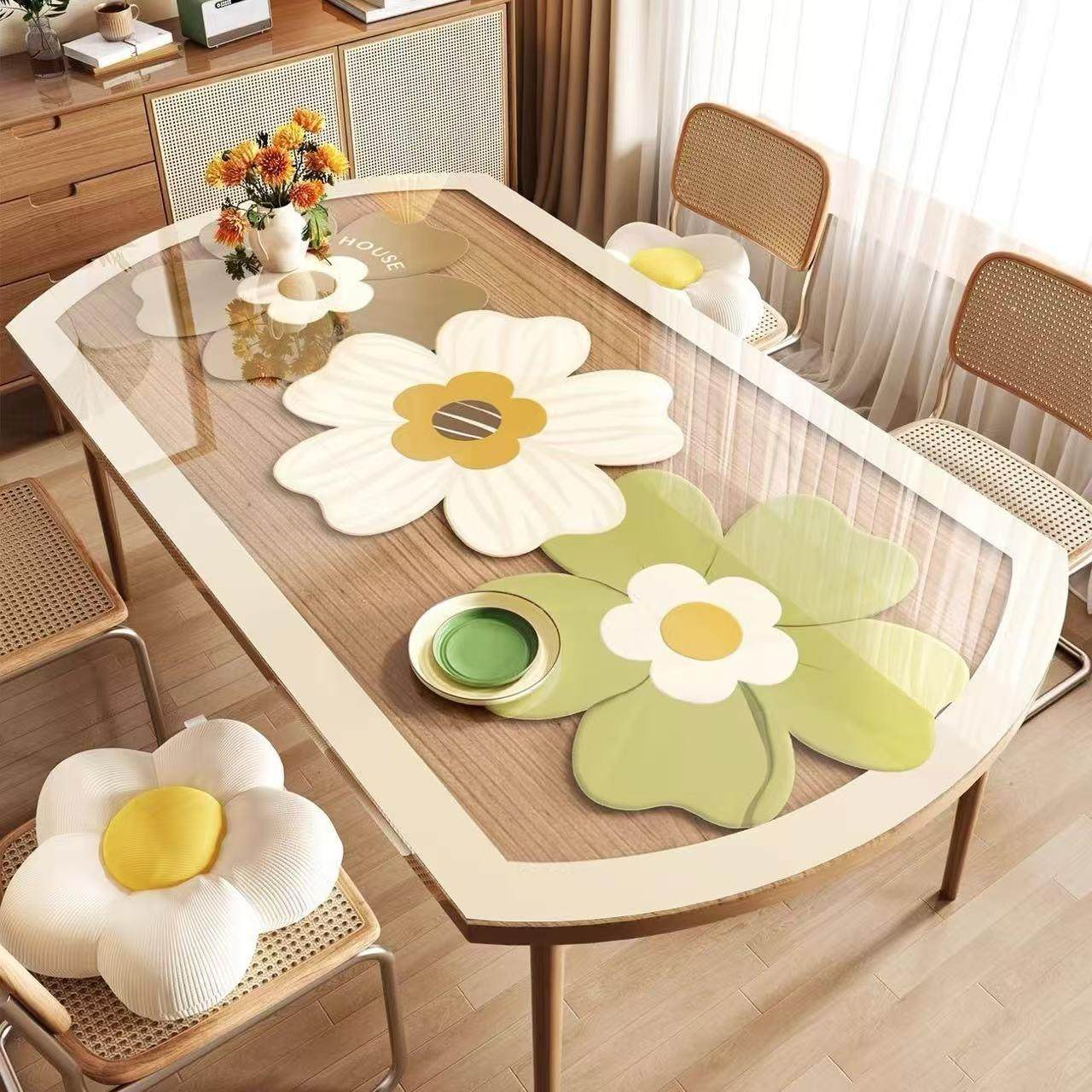 桌布ins风防水防油防烫PVC塑料透明软玻璃花朵椭圆形茶几餐桌垫子,居家布艺,家纺布艺/布料面料缝制服务,淘宝优惠券,粉丝福利购,淘宝优惠卷