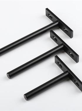 隐藏式壁挂支撑白色浮动隔板支架黑色一字层板托台板墙上五金配件