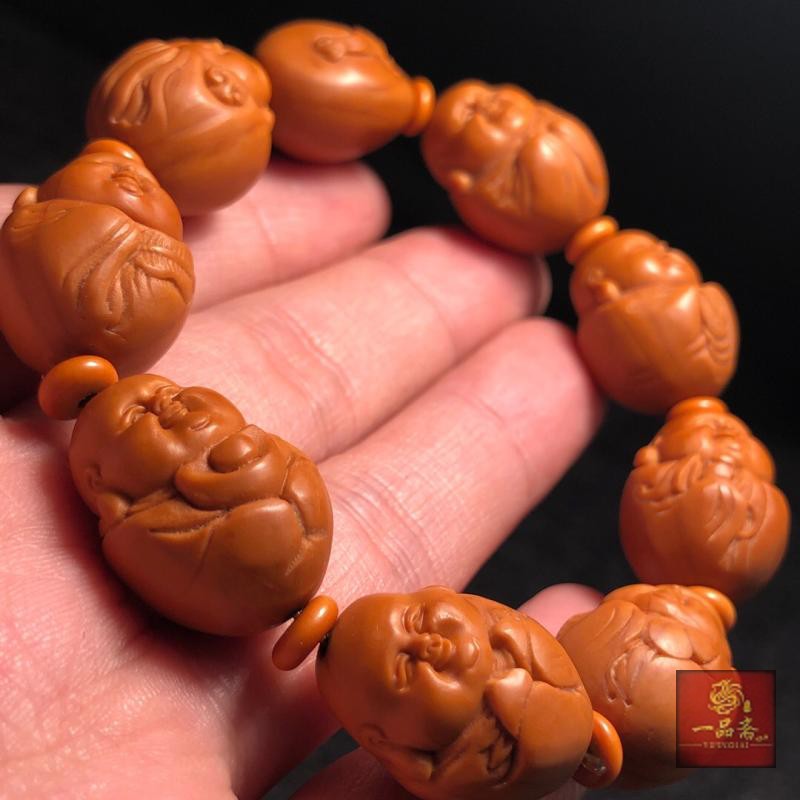 纯手工橄榄核手串雕刻弥勒佛手链文玩核雕单籽吊坠弥勒小沙弥挂件