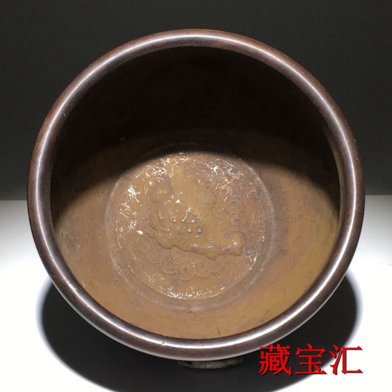纯铜缸紫铜老货纯铜铜缸百福缸摆件大清乾隆招财老物件紫铜老铜器