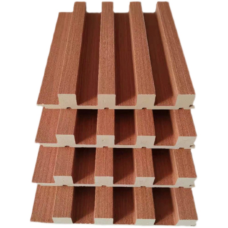 厂家直销木饰面格栅护墙板定制凹凸槽免漆长城集成墙板木塑