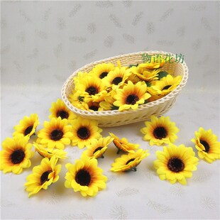 好货热卖 手工太阳花向日葵 绢花布花菊花向阳花假花花头 DIY仿真