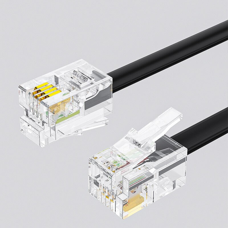 讯浦电话线卷线座机听筒线4P4C插头拉直长1.8米黑色10条装