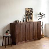 北欧黑胡桃实木鞋 柜家用门口简约樱桃木玄关客厅收纳储物柜