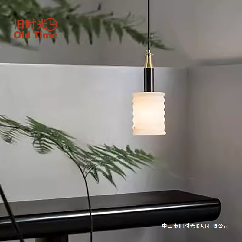 新中式轻奢西班牙云石长线吊灯