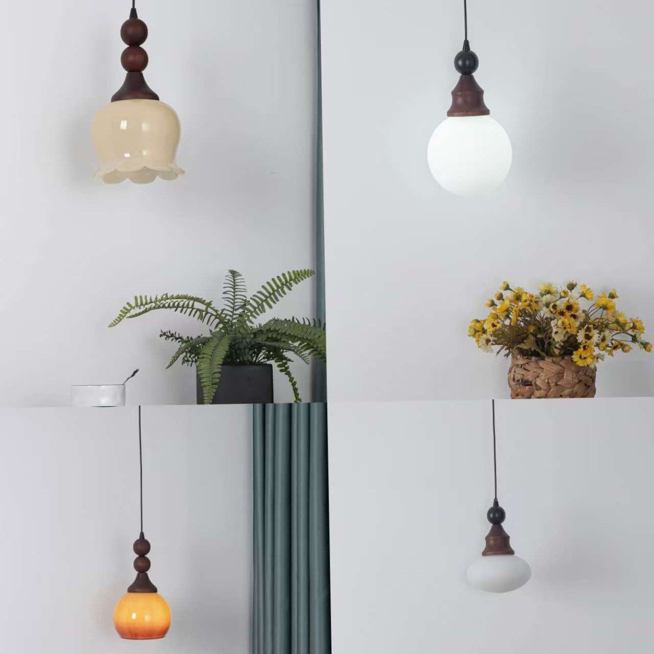 中古风卧室床头小吊灯高级感法式复古餐厅过道新中式单头长吊线灯