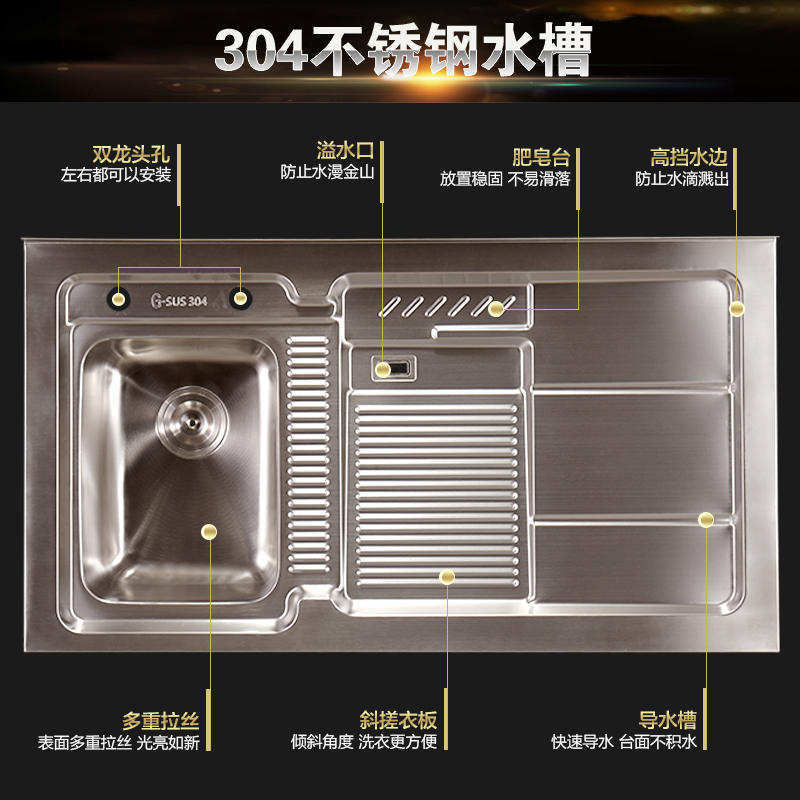 ?批发。贵娜304不锈钢盆阳台洗衣机一体柜洗衣机伴侣柜带搓板