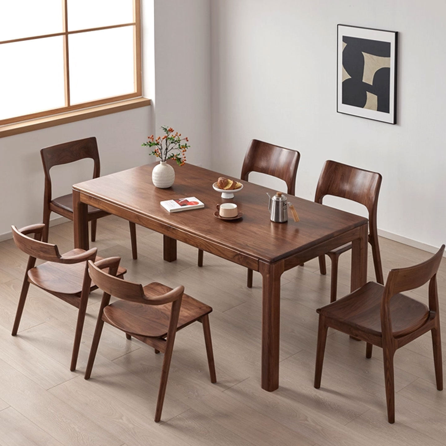 北美黑胡桃木原木餐桌现代简约长方形饭桌北欧实木餐厅简约吃饭桌,电子元器件市场,电线扎带/束线带,淘宝优惠券,粉丝福利购,淘宝优惠卷