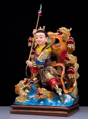 4寸三头六臂哪吒三太子神像护法将军中坛元帅双轮九龙太子像摆件