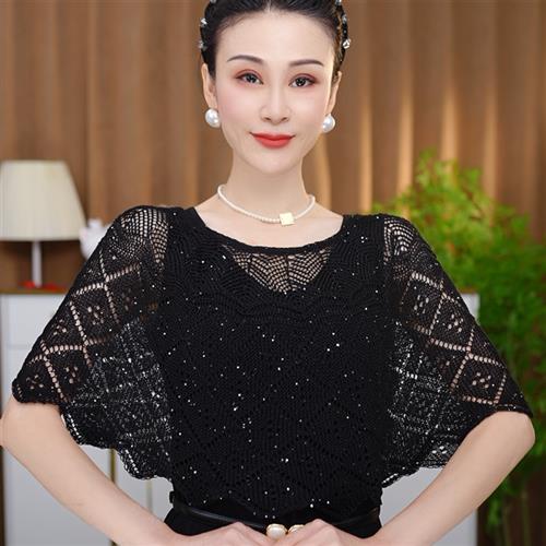 送胸针防晒贵妇披肩针织披肩套头时尚新款空调罩衫夏季薄款外搭