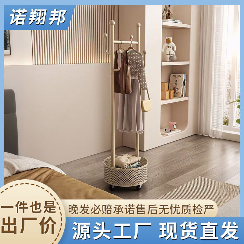 简易挂衣架可移动衣帽架家用衣架落地置物架卧室收纳架阳台晾衣架