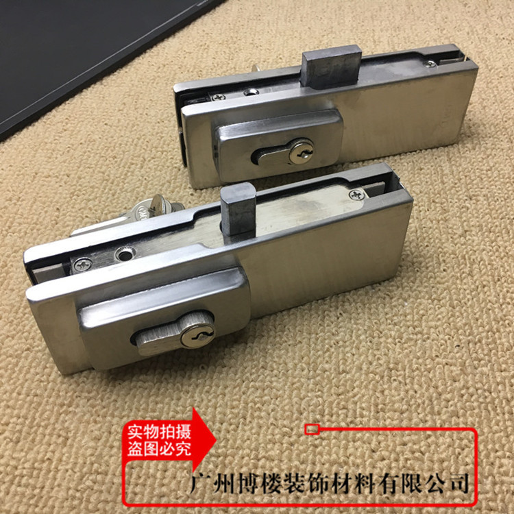 博楼玻璃门地锁 办公室商店玻璃门插销锁无框玻璃门锁夹 地锁