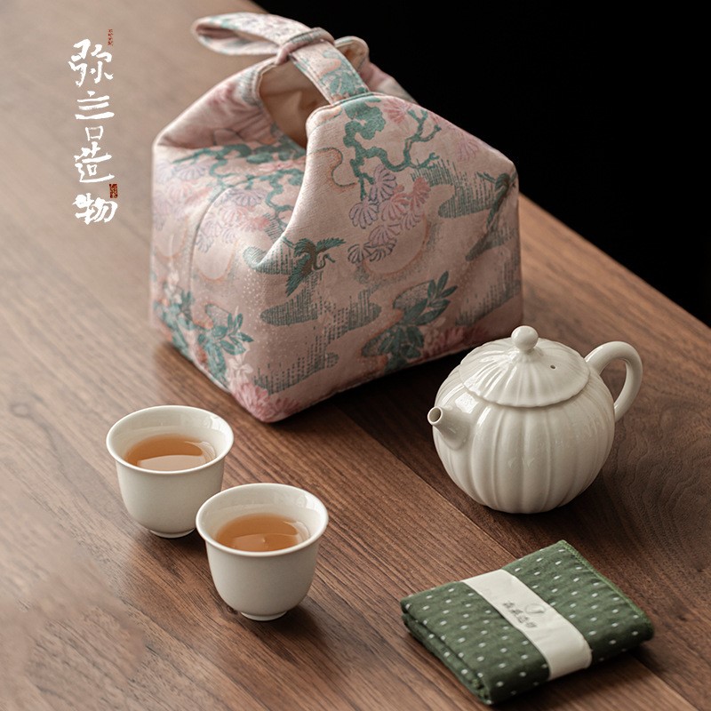 弥言草木灰釉茶壶旅行茶具便携收纳茶具套装手工陶瓷茶壶茶杯套装