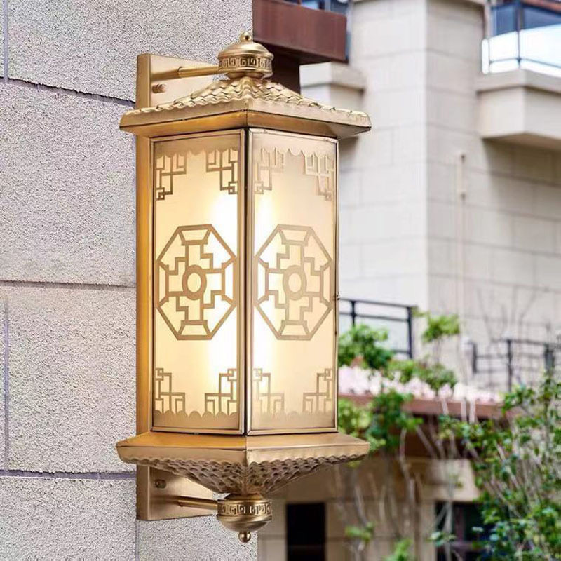 新中式全铜太阳能防水户外壁灯