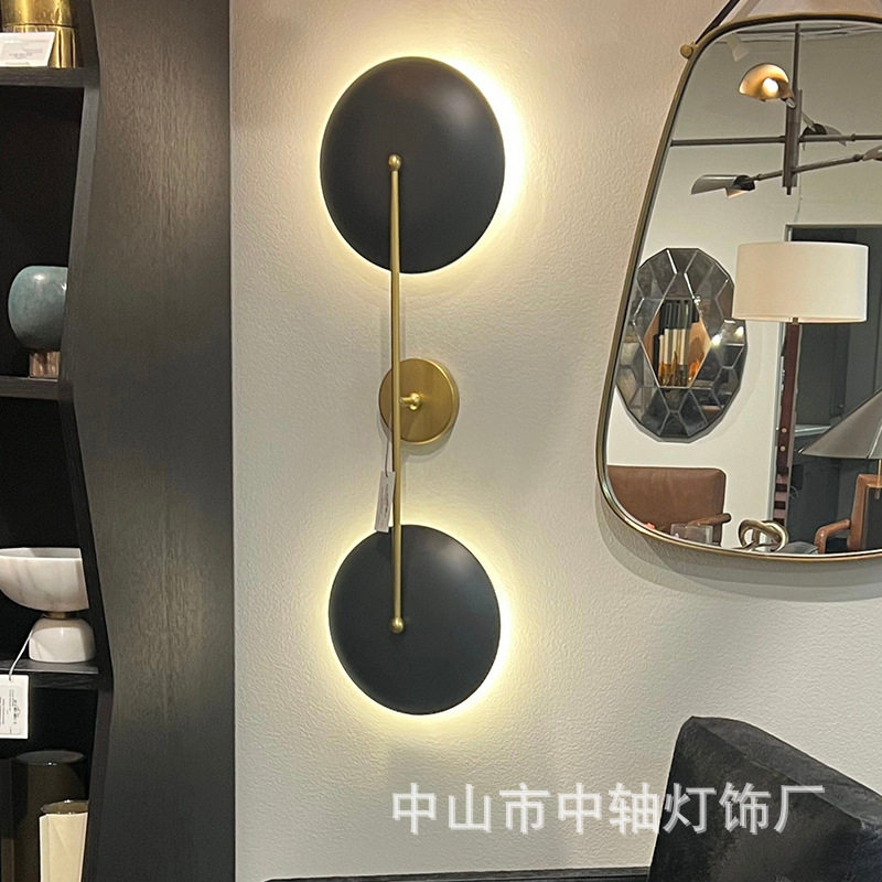 黑色金色双头金属玻璃装饰壁灯